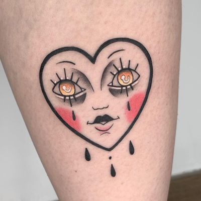 Tattoo by Carlos Galant #CarlosGalant #cryinghearttattoos #cryinghearttattoo #cryingheart #heart #tears #love #heartbreak #color