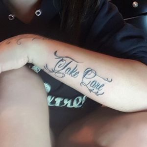 Take care: mental health awareness, matches my sisters on her arm