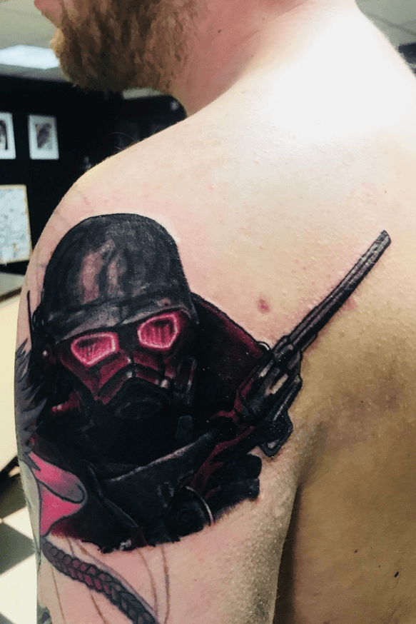 Dead Mans Hand Tattoo and Piercing  Still plenty more to do on this fallout  new vegas coverup design but Rob was too excited not to share the progress  pics  Facebook