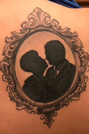 My girlfriends grandmother and grandfather tattoo. Done by Chris Adamek out of Sixth Element in Lebanon, NJ