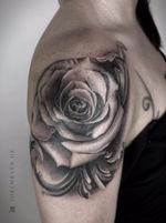 Rose Ornaments Realistic Tattoo Black and Grey