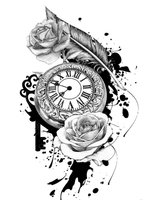 Pocket watch floral sketch tattoo #pocketwatch #time #clock #clocktattoo #floral #flower #flowers #rose #roses #sketch 