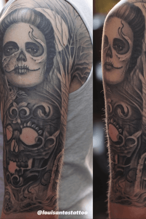 Black and grey day of the dead realism