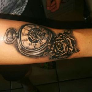 Custom Rose Clock Tattoo