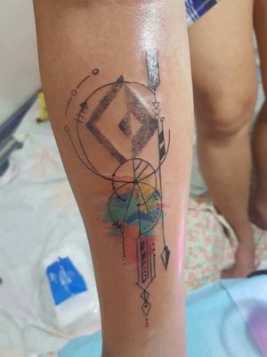 water color geometrical tattoo