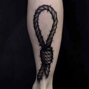 Tattoo by Dino Tats #Dinotats #noosetattoos #noosetattoo #blackwork #illustrative #death #hanging #hanginthere #rope