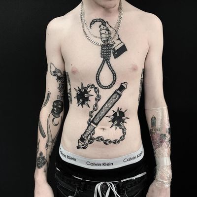Tattoo by Josh Russell #JoshRussell #noosetattoos #noosetattoo #blackwork #illustrative #death #hanging #hanginthere #rope