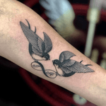 Inseparable birds. Small, feminine tattoo for ladies. Also suitable for couple. 