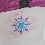 Colored Snowflake on ribbing. #tattoo #snowflake # #color #colortattoo #black #linework #line #michiyo #michiyo_bulle