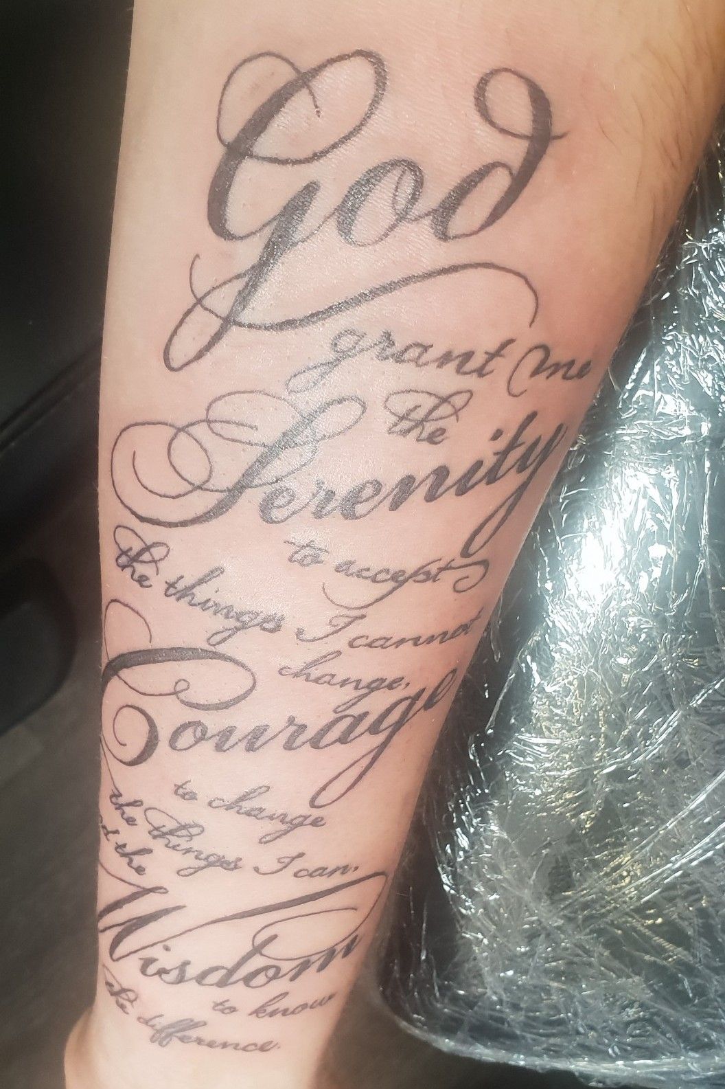 serenity prayer tattoo on top of legTikTok Search