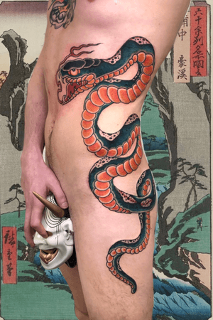 Snake tattoo #italianjapanesetattoo #top_class_tattooing #japanart #topttattooing #topclasstattoing #bright_and_bold #americanatattoos #italian_traditional_tattoo #friendship #realtraditional #inked #oriemtaltattoo  #tattoo #tattooes #tattooitaly #convention #tattoolife #tattoolifemagazine  #inkart  #tattooartistmagazine #bologna #tattoobologna #bolognatattoo #horrorvacuitattoo #tatuaggibologna #tttism #japanesetattoo 