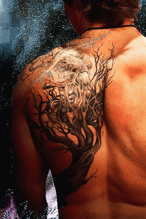 Zeus, hurling his thunderbolt, emerges from within a twisted, dead tree. Black and gray, white ink accents, and a light teal to make the lightning glow. Upper view. Done by Brian @Bonnevilletattoo............…..... #blackandgray #realism #twisted #dead #tree #zeus #god #lightning #thunderbolt #shield #back #backtattoo #shoulder #side #detailed #fineline #dark #black #tattoooftheday #nature #favorite 
