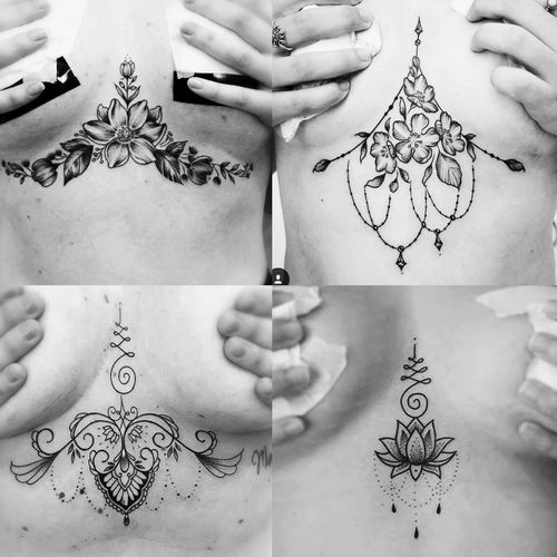 Underboobs tattoos by Giorjolla ✨ #underboobtattoo #giorjolla #DANJOTATTOO #isoladelliri #Tattoodo #blacktattooart #ornamentaltattoo #blackink