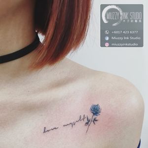 Blue rose mini tattoo