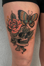 Skull, Rose, and Butterfly