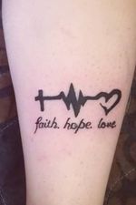 #FaithHopeLove #hearttattoo #crosstattoo #hope #backoftheleg 