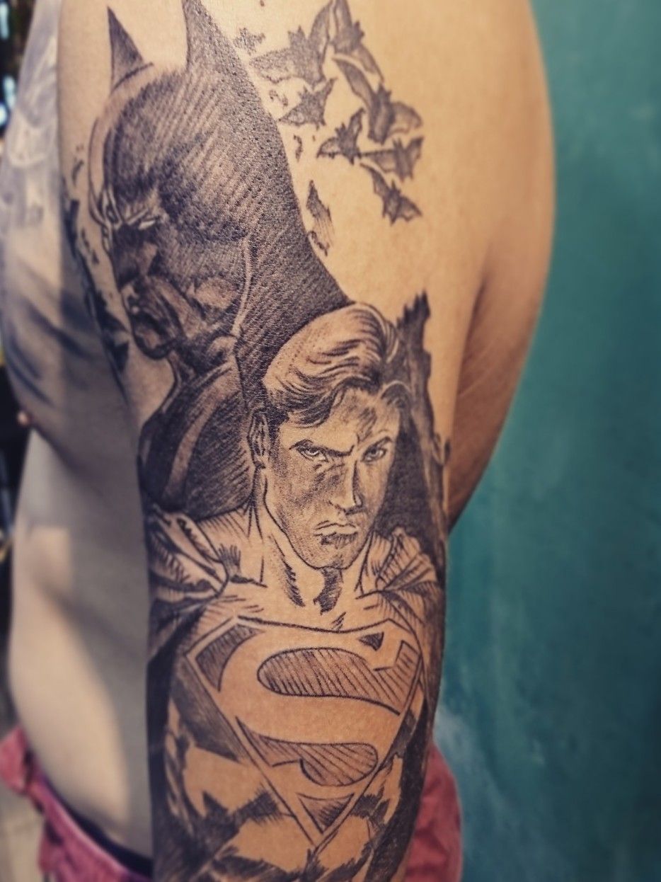 Tattoo uploaded by Hayden Nguyen • Batman vs SuperMan DC Universe • Tattoodo