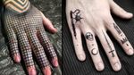 Tattoo on the left by Gerhard Wiesbeck and tattoo on the right by Thomas E #ThomasE #Gerhardwiesbeck #fingertattoos #fingertattoo #finger #hand
