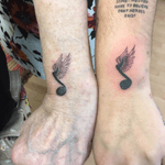 Cute little matching memorial tattoos that I did the other day. Ive got spaces tomorrow so drop me a message to book in 😊💌 . . . . . #wristtattoo #memorial #remembrance #black #eternalink #musicnote #wings #illustration #tattoo #tattooideas #tattooart #tattoostyle #tattoodesign #shading #everafterart #memorialtattoo #remembrancetattoo #smalltattoo #art #blackink #musicnotetattoo #fineliners 