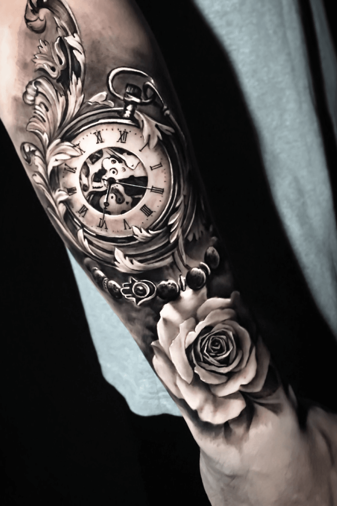 Shoulder Realistic Clock Tattoo by Victor Portugal