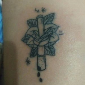 line art flower tattoo