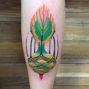 Tattoo by Giena Todryk aka taktoboli #GienaTodryk #taktoboli #abstracttattoos #abstracttattoo #abstract #shapes #surreal #strange #color #floral #plant
