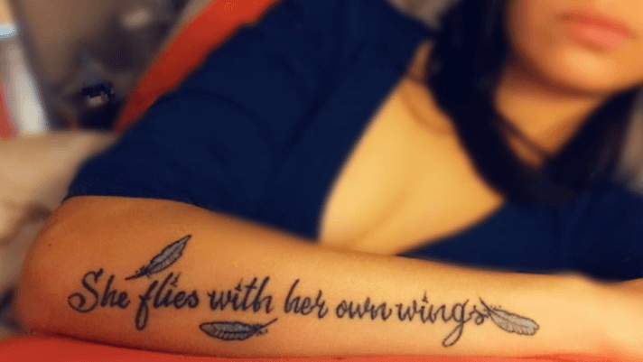 Angel wings tattoo with brave wings she flies Rib cage  Angel wings  tattoo Wings tattoo Wing tattoo designs