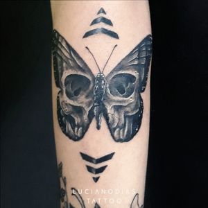 Black and grey butterfly/skull tattoo made by me in Campinas, Brazil.#butterfly #skull #blackandgray