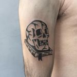 Tattoo by Zach Denis #ZachDenis #booktattoos #booktattoo #book #literary #novel #reading #novel #traditional #skull #death