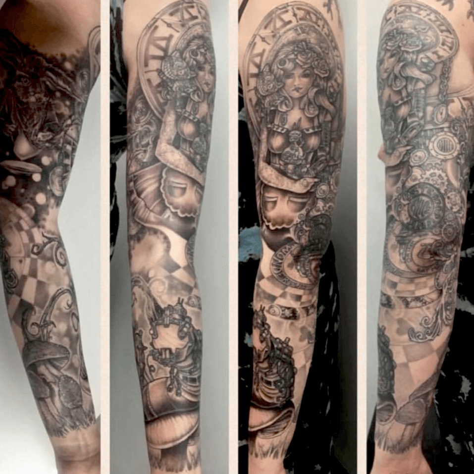 steampunk alice in wonderland tattoo