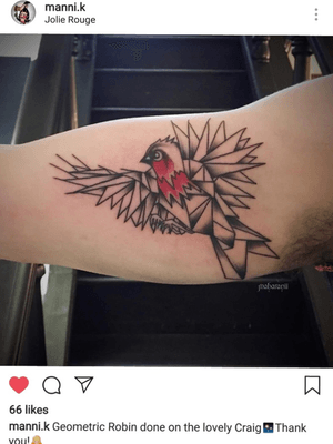 Abstract Robin - Done by Manni K @ Jolie Rouge Tattoo, Caledonian Road, London 