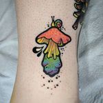 Tattoo by Janine Ramos #JanineRamos #snailtattoos #snailtattoo #snail #animal #nature #newschool #color #rainbow #mushroom