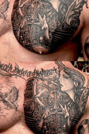 Heaven and hell chest piece