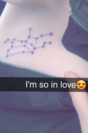 My first tattoo, my grandmother and grandfathers zodiac constellations :) 