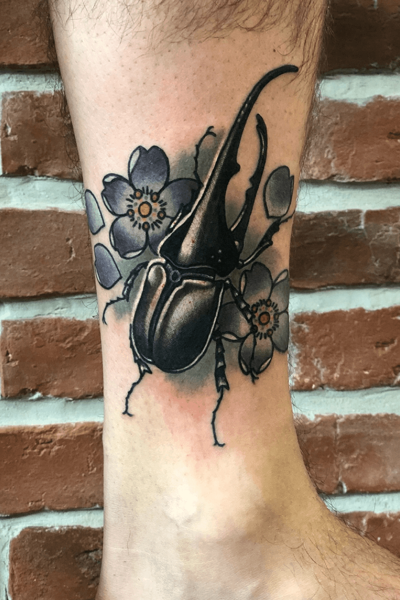 Eastern Hercules Beetle from today     herculesbeetle tattoosmart  tattoo tattoos ink inked art tattooed universityinktattoo  Instagram