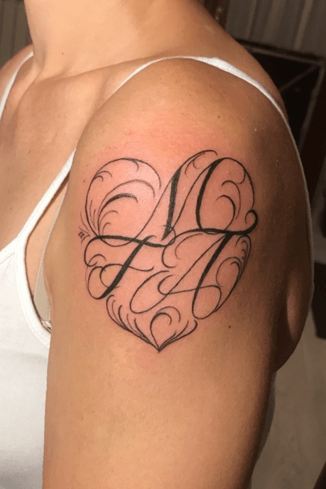 M Tattoos With Heart  ClipArt Best