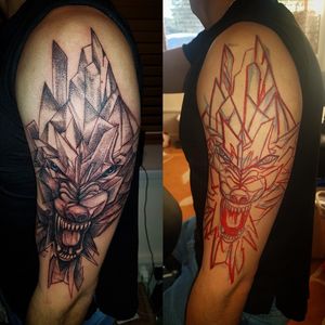 Mirror wolf free hand tattooMy work