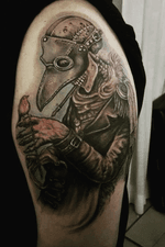 The plague doctor. Realistic tattoo
