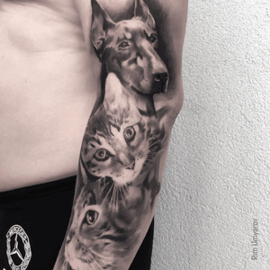 Cats and dog tattoo.