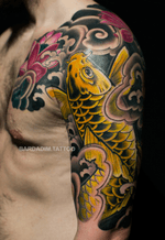 Japanese tattoo sleeve. #koi #japanese #japanesetattoo #japanesesleeve #irezumi 