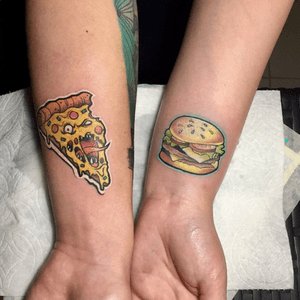 Pizza and Burger tattoo 🍕🍔
