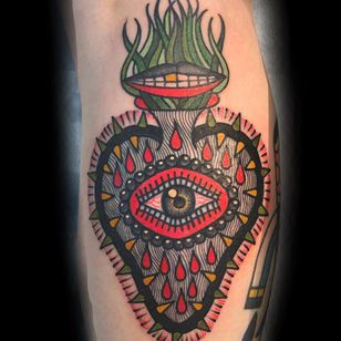 Tattoo by Teide #Teide #sacredhearttattoos #sacredhearttattoo #sacredheart #heart #fire #love #religious #illustrative #mouth #eye #blood #illustrative