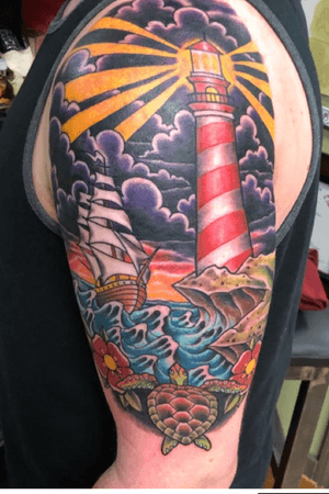 Lighthouse turtle clipper ship