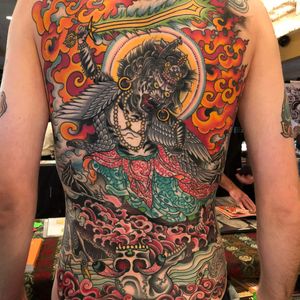 Tattoo uploaded by Chad Koeplinger • Tattoo by Chad Koeplinger  #ChadKoeplinger #tibetantattoos #tibetan #tibetinspired #tibetanbuddhist  #enlightenment #religious #philosophy #tibet #color #deity #cat #skull  #death #fire #backpiece • Tattoodo