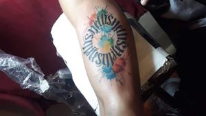 Miles & Shelly Ambigram Tattoo With Water color Tattoo