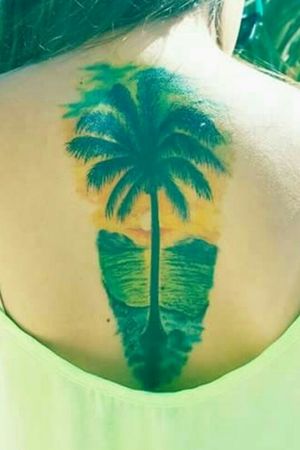 Palm Tree Ocean Sunset Tattoo By kiDD! 4 Hours @ $400 USD 