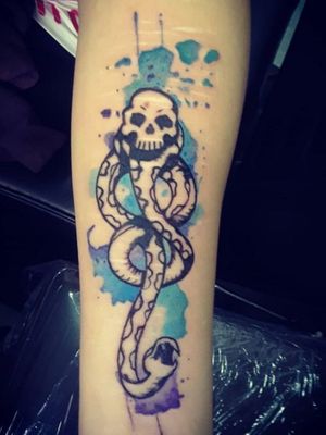 Harry Potter (dark mark) water colorfun tattoo 