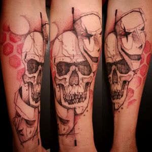 #tattoo #skull #graphictattoo #sketchstyle #black&red #