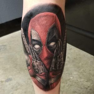 Check out this Deadpool tattoo I did tonight! What do ya think? Intenze Tattoo Ink FK Irons Tattoo Machinesirons #intenzeinks #intenzepride #intenzeproducts #ink #inkedup #fkirons 