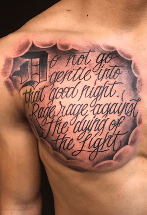 Custom lettering chest piece 